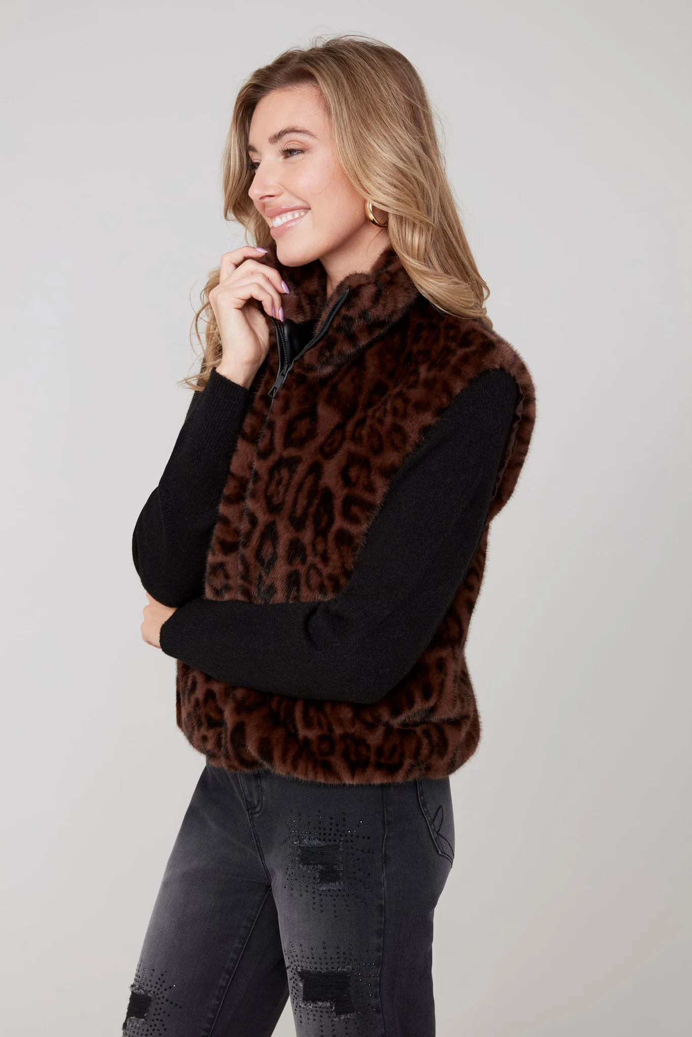 Animal Print Faux Fur Vest