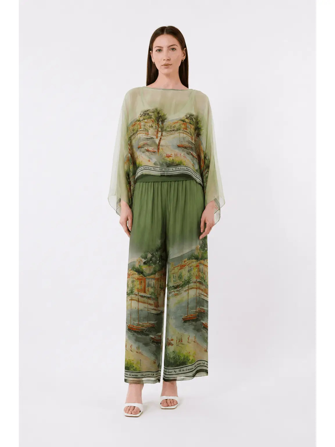 Riva Positano Cropped Silk Kaftan