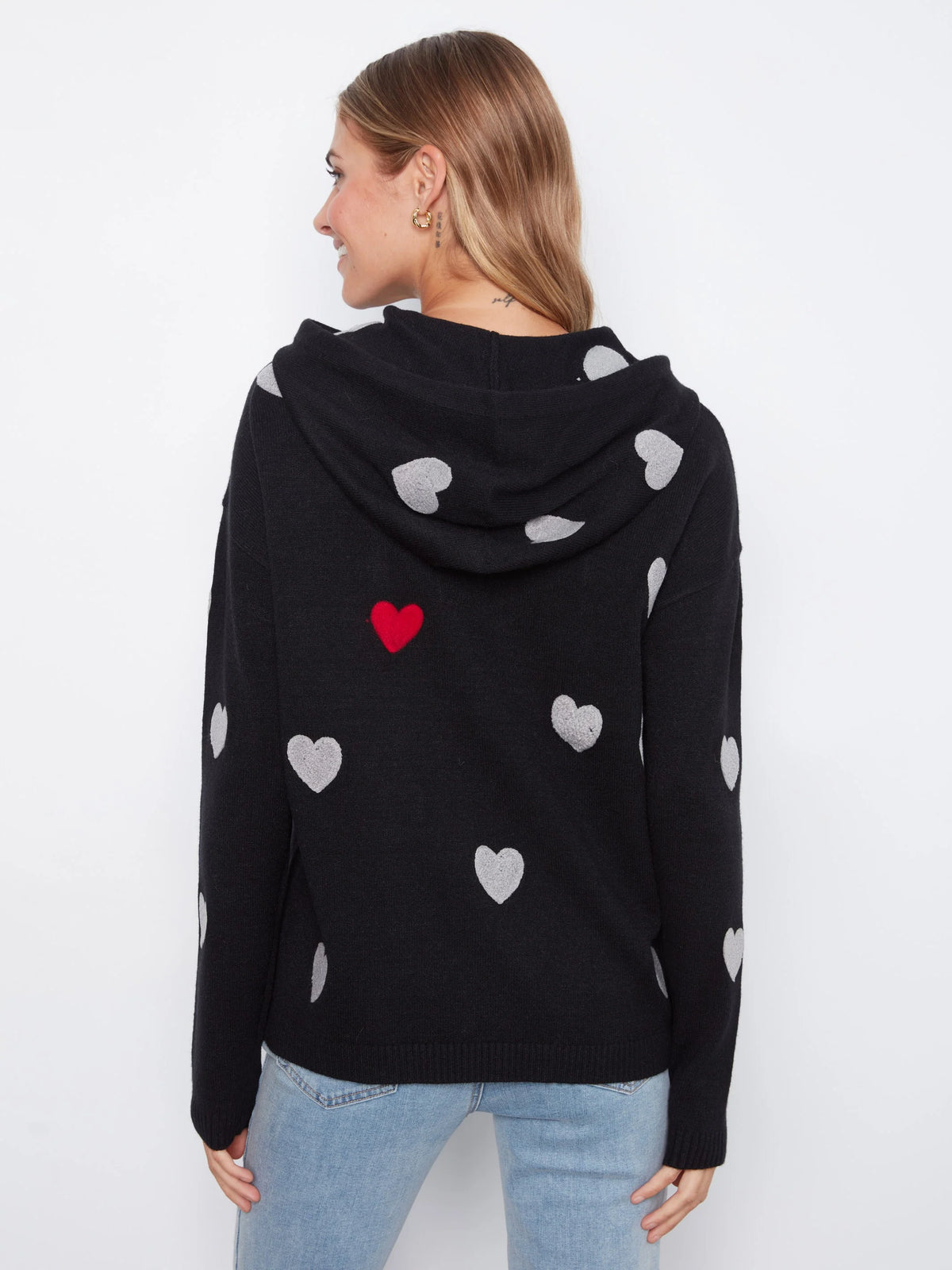 Embroidered Hearts Hoodie