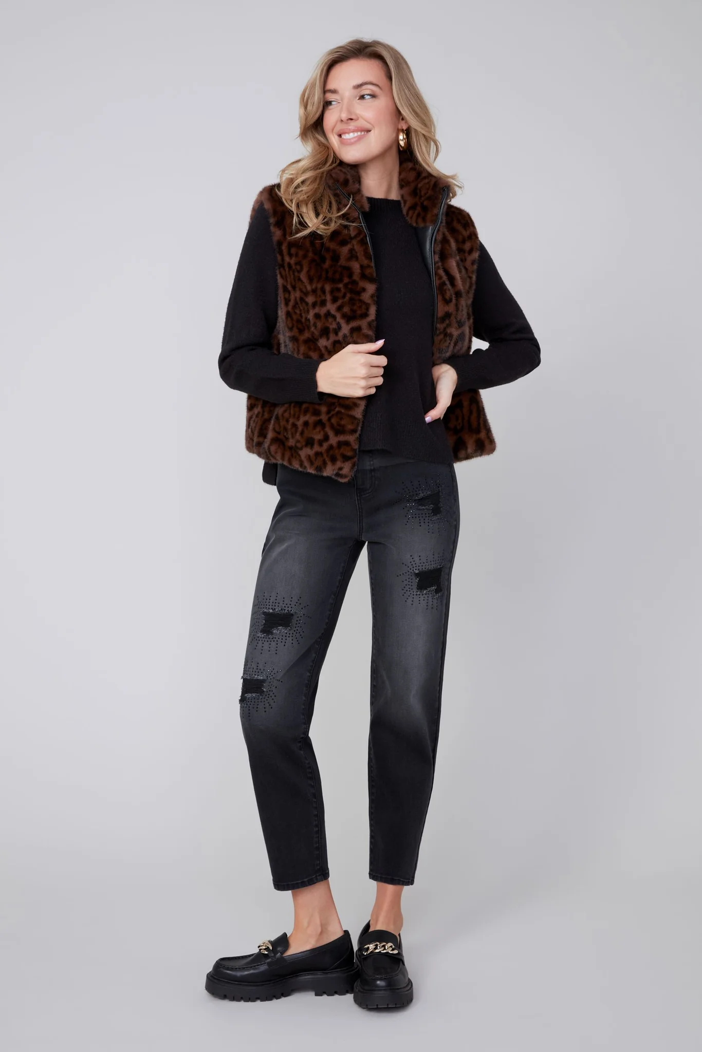 Animal Print Faux Fur Vest