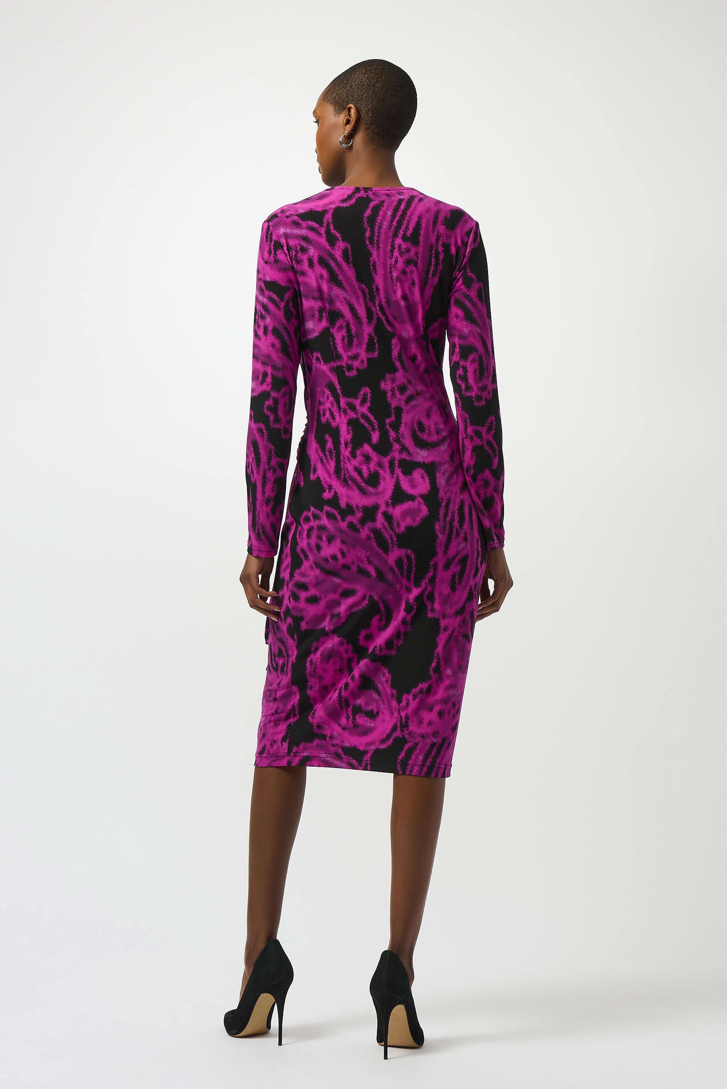 Silky Knit Paisley Print Wrap Dress