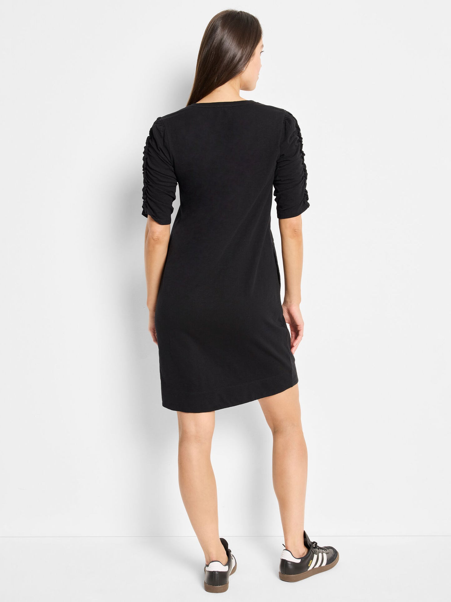 Ruched Elbow Sleeve Dress