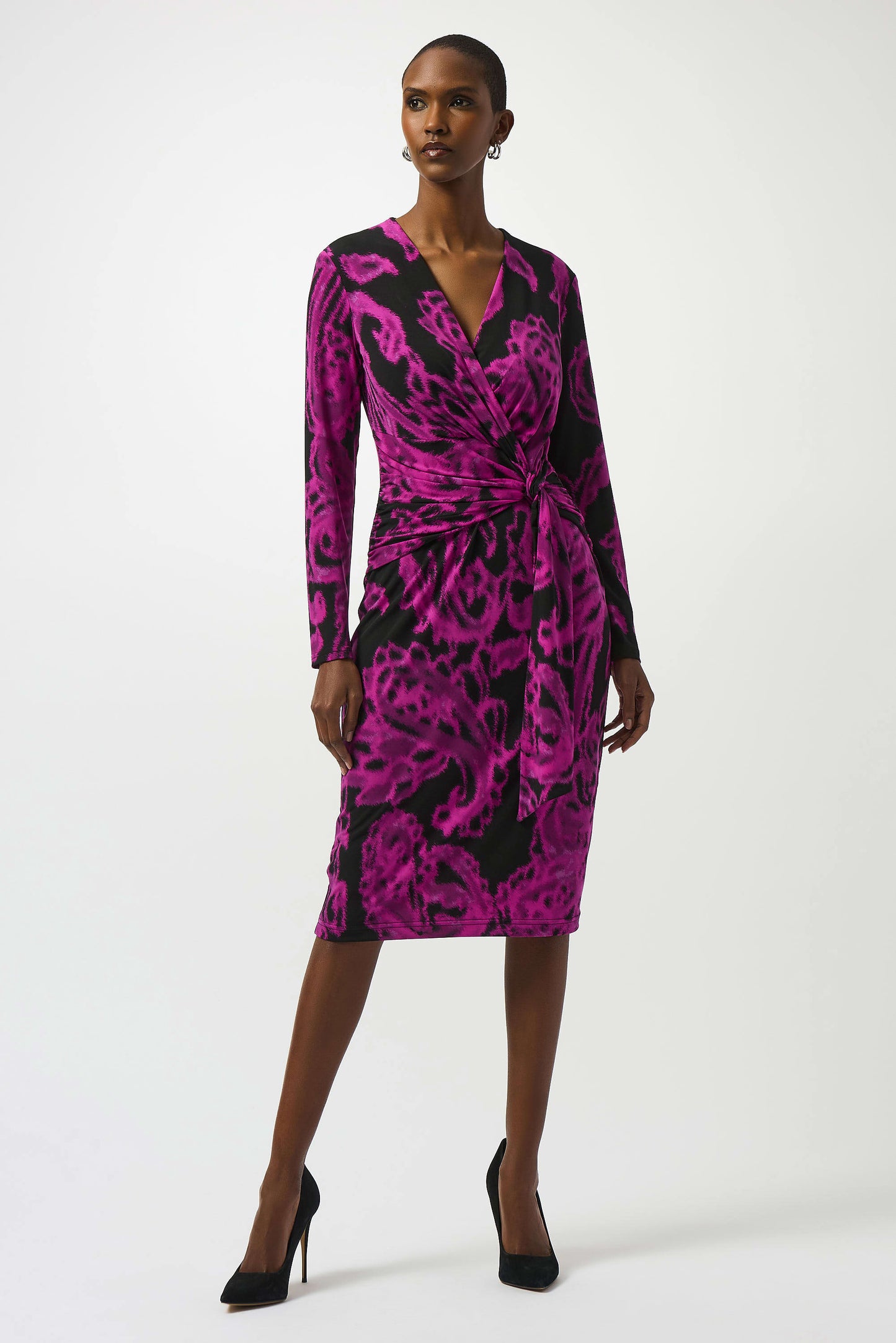 Silky Knit Paisley Print Wrap Dress