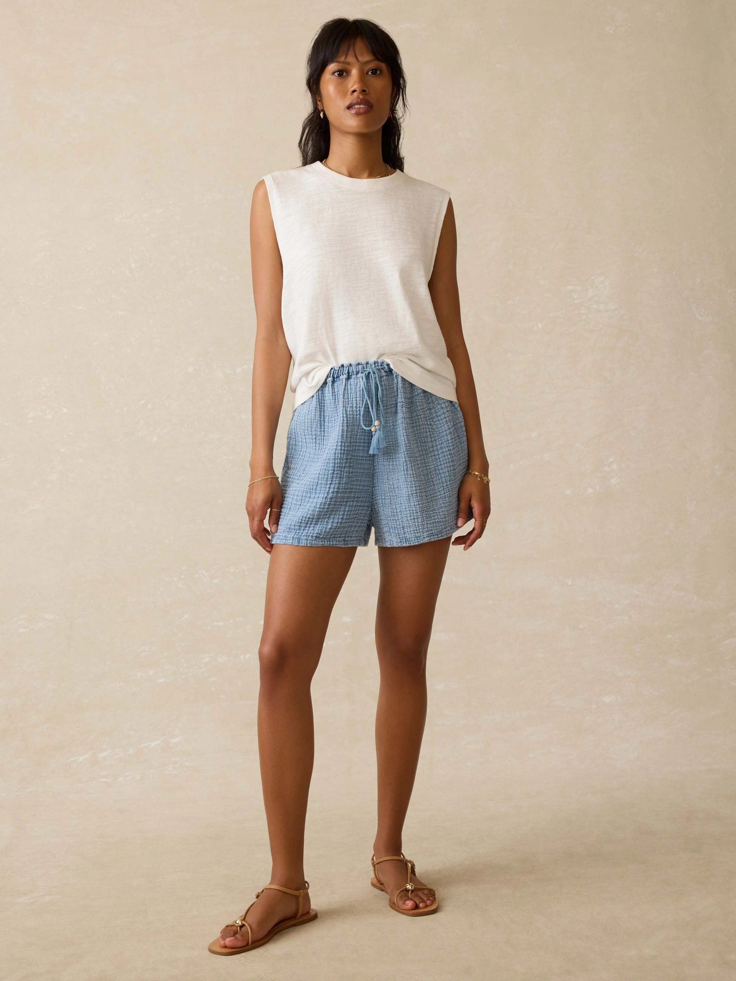 Dune Cotton Gauze Drawstring Short