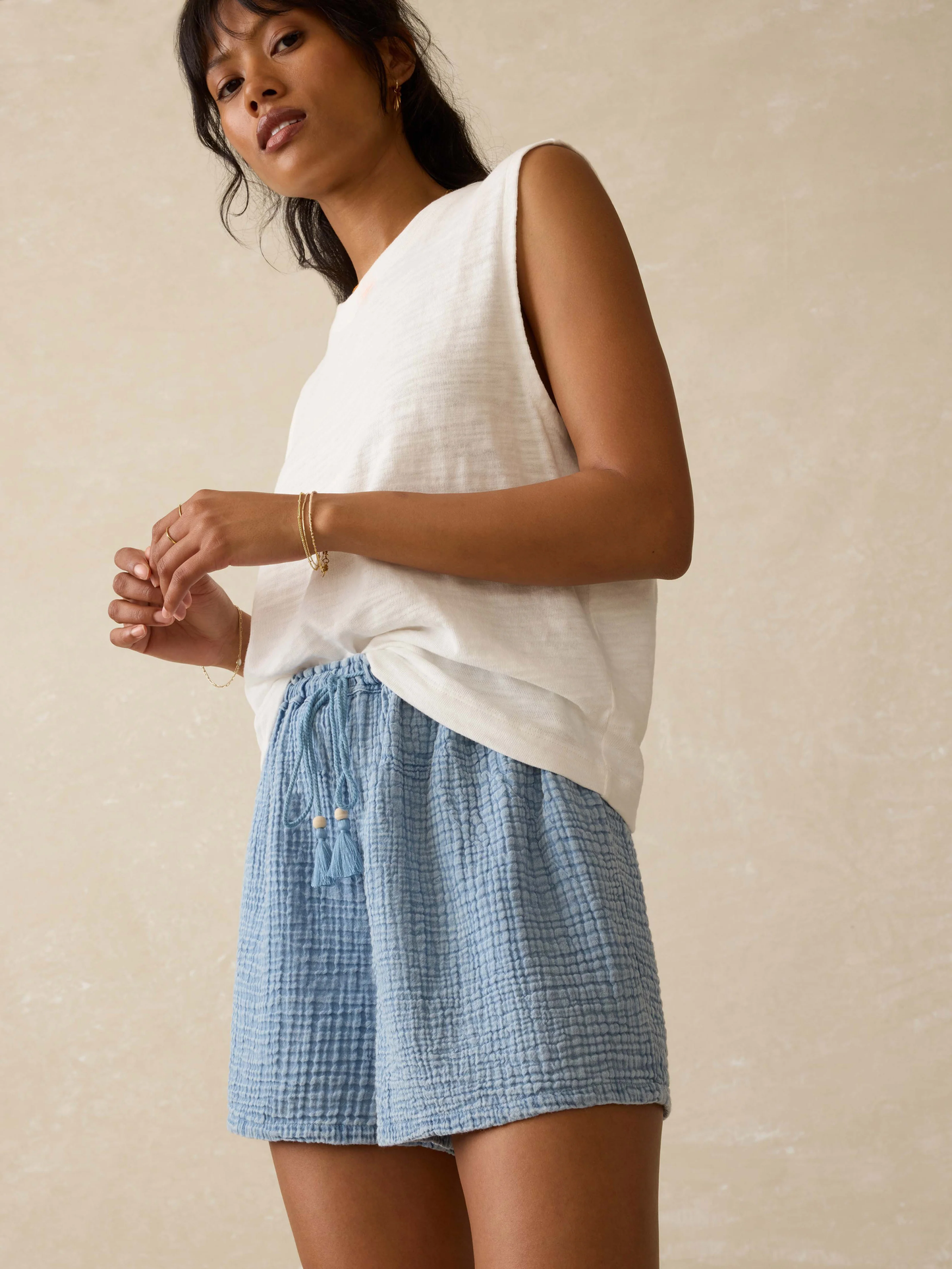 Dune Cotton Gauze Drawstring Short