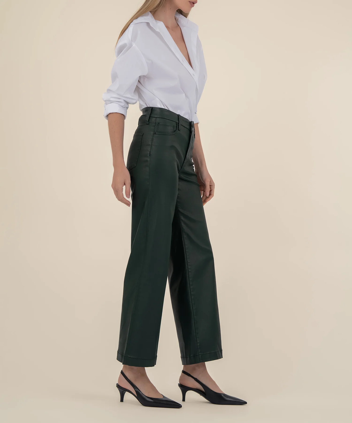 Meg Coated Hi Rise Wide Leg