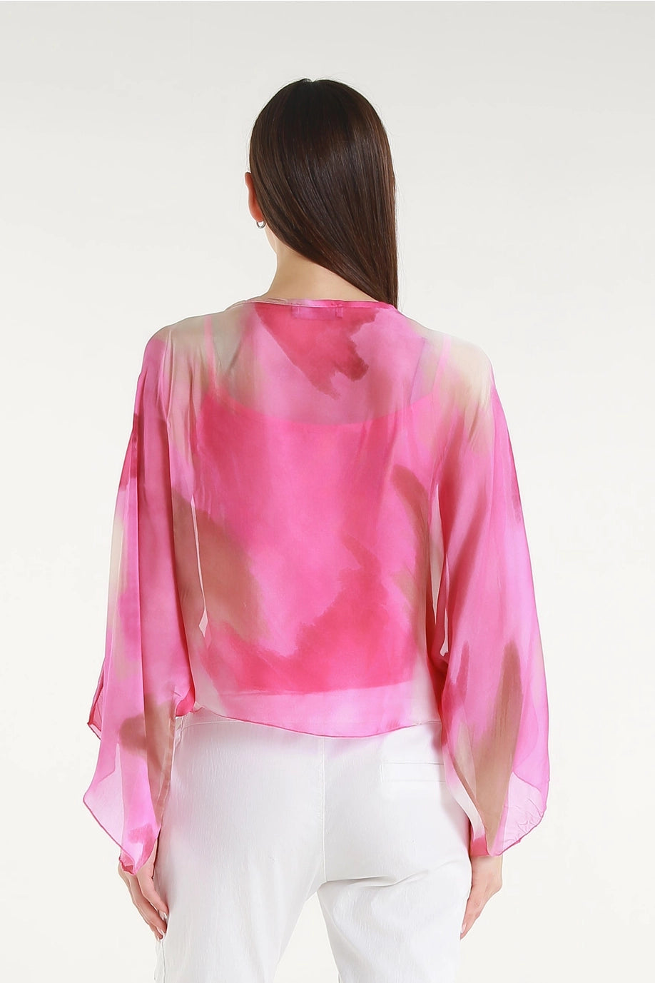 Sofita Abstract Cropped Silk Kaftan