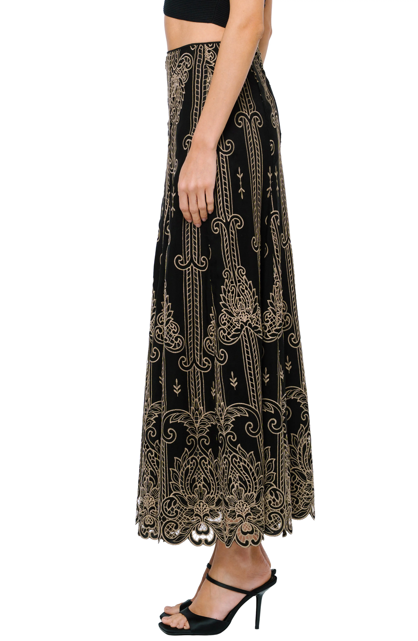 Becca Lace Two-Tone Cutout Skirt