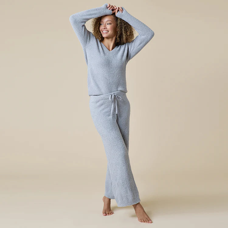 Solid Marshmallow V-Neck Lounge Set