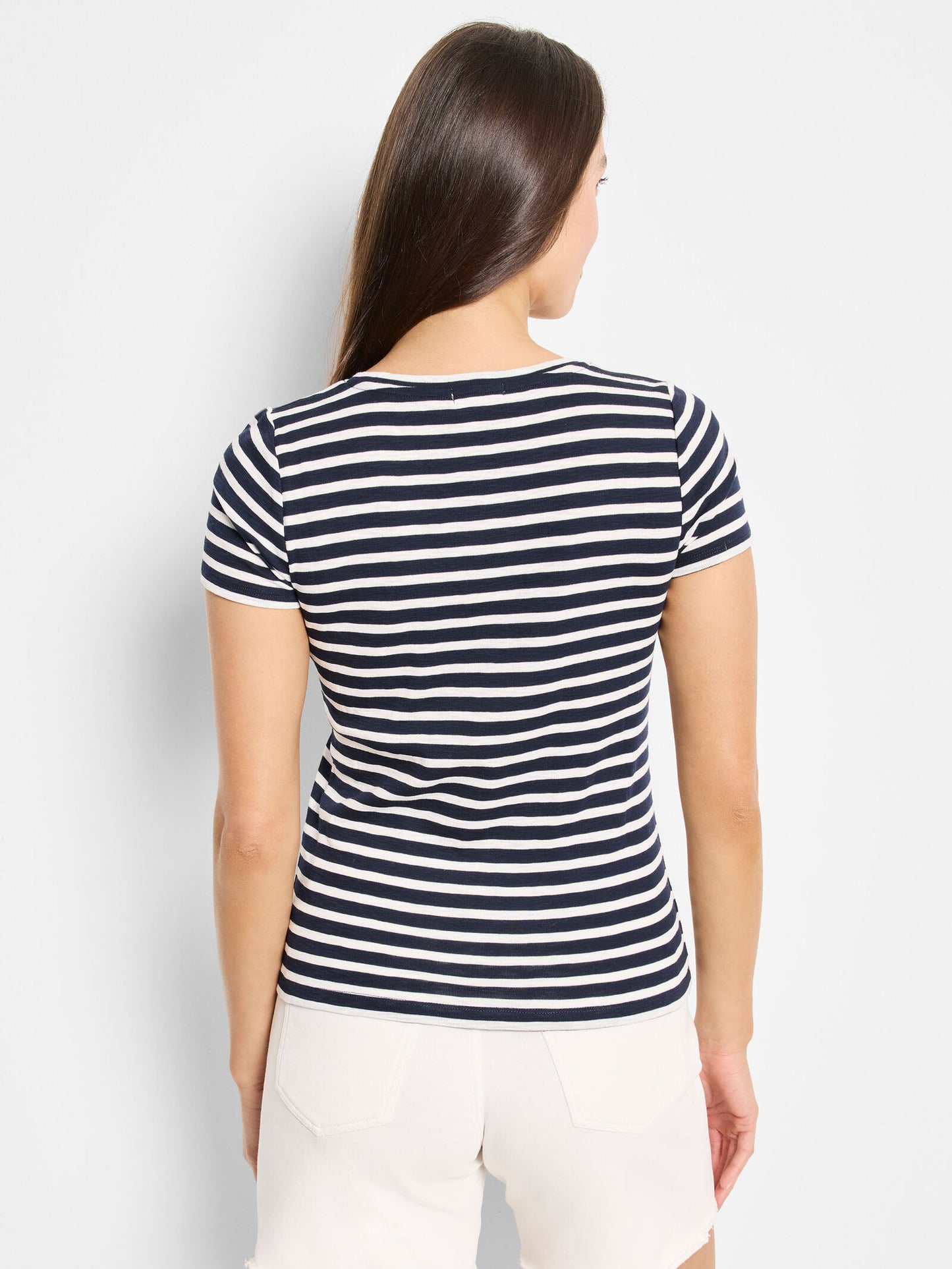 Short Sleeve Scoop Neck Striped Tee