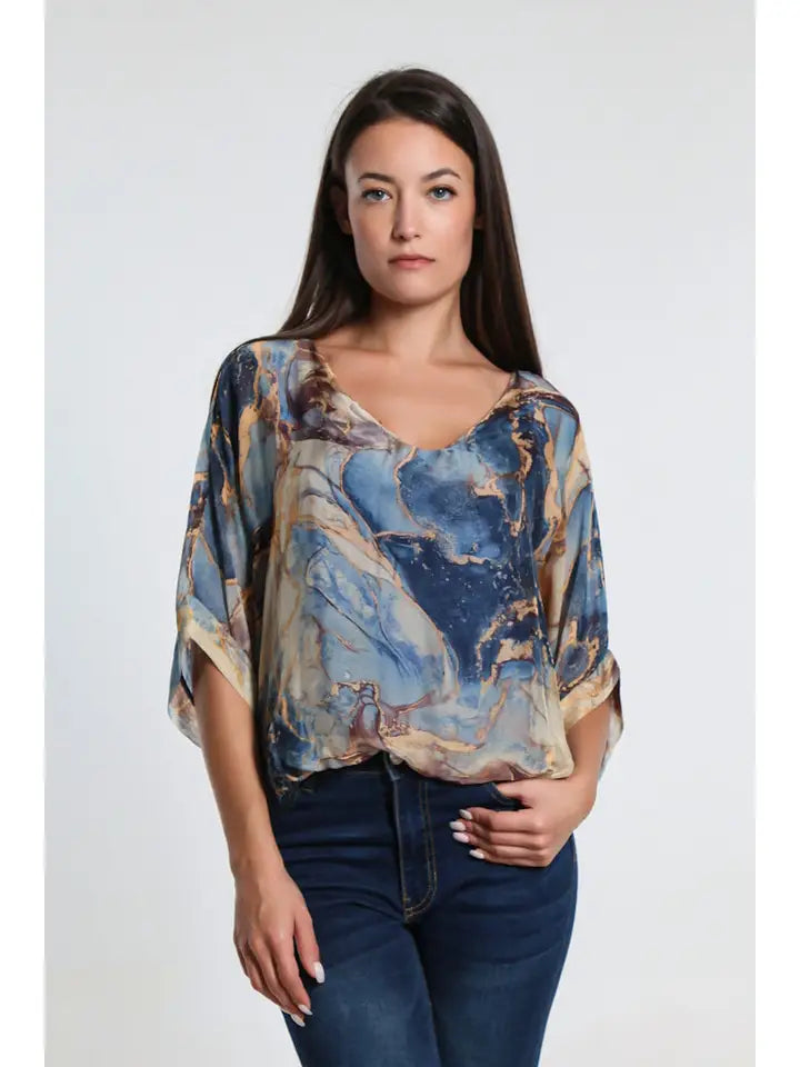 Abella Marble Band Waist Top-Jeans
