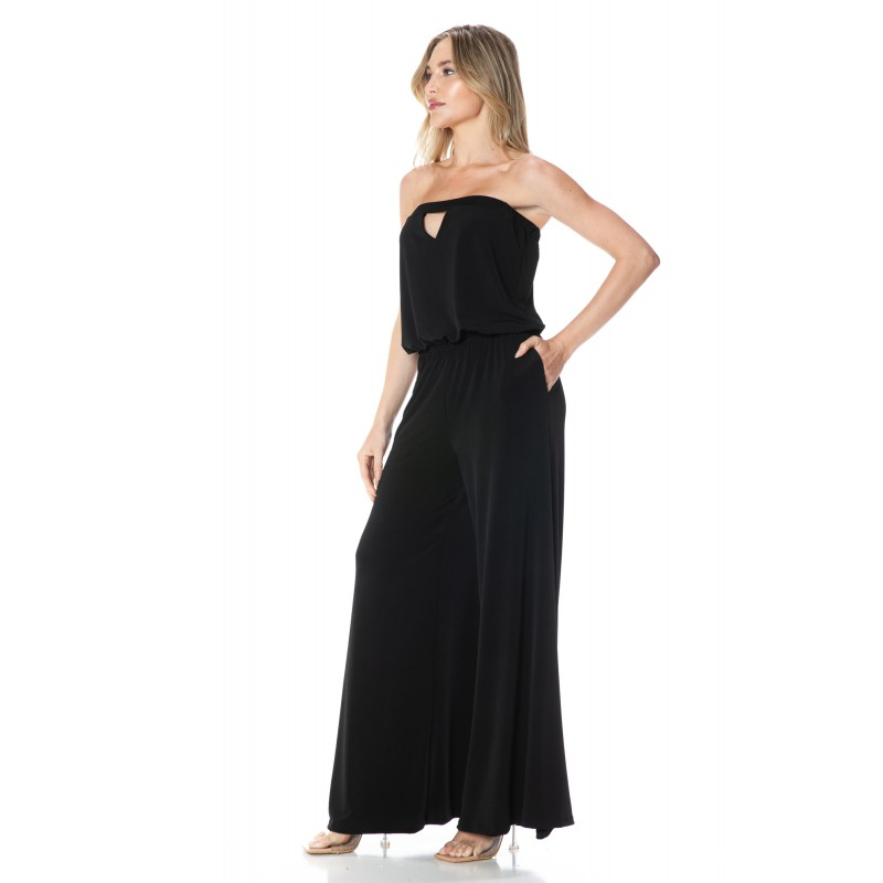 Strapless Keyhole Wide Leg Jumpsuit