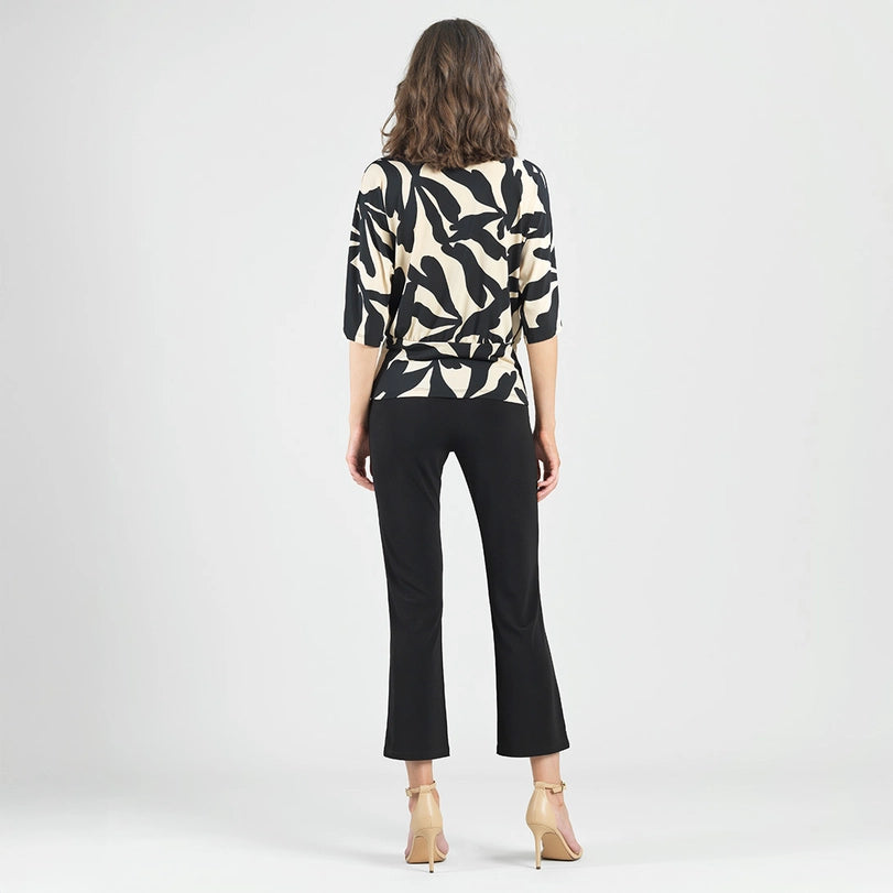Leaf Print Soft Knit Side Tie Top