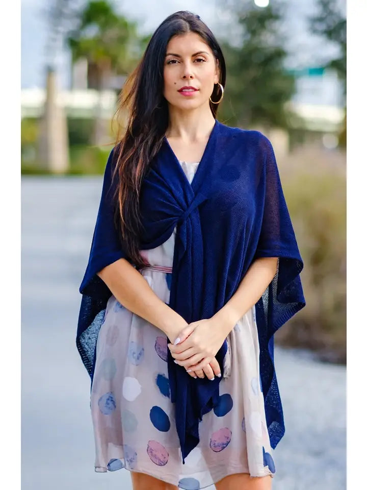 Aliya Mutli Way Cotton Wrap Navy