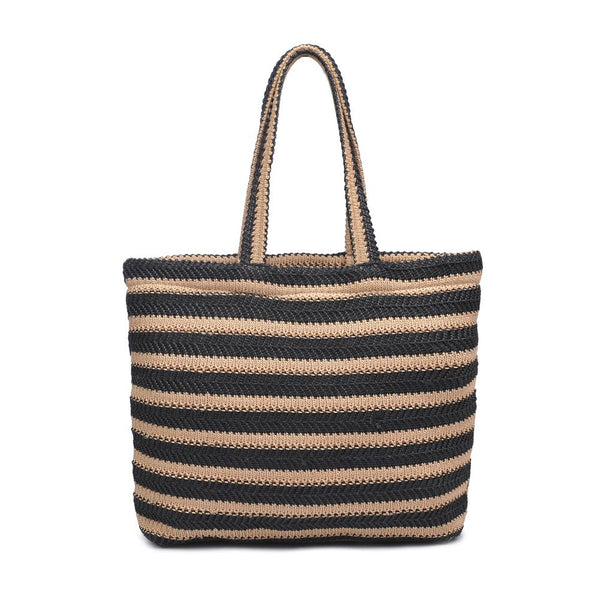 Ophelia Striped Summer Tote in Black Natural