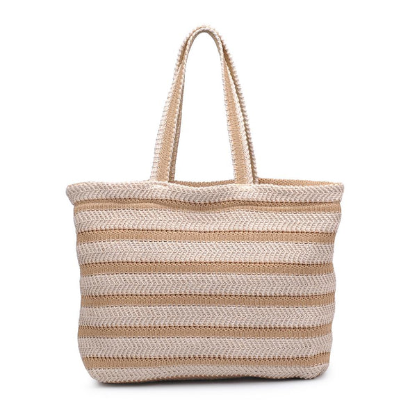 Ophelia Striped Summer Tote in Ivory Natural