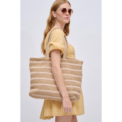 Ophelia Striped Summer Tote in Natural Blush