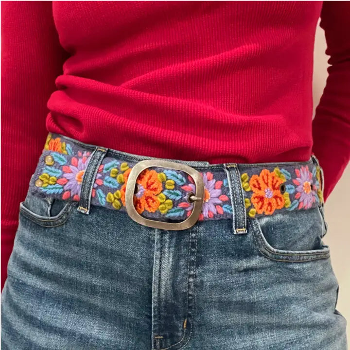 Prairie Flowers Embroidered Belt