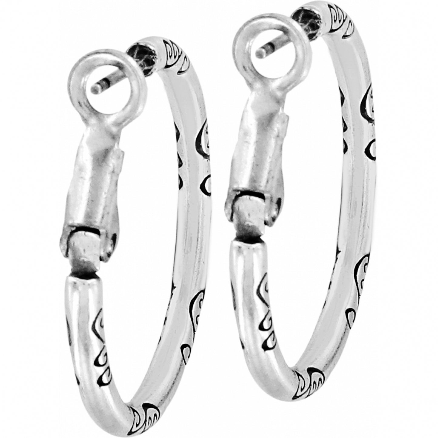 Small Charm Hoop Earrings - Silver
