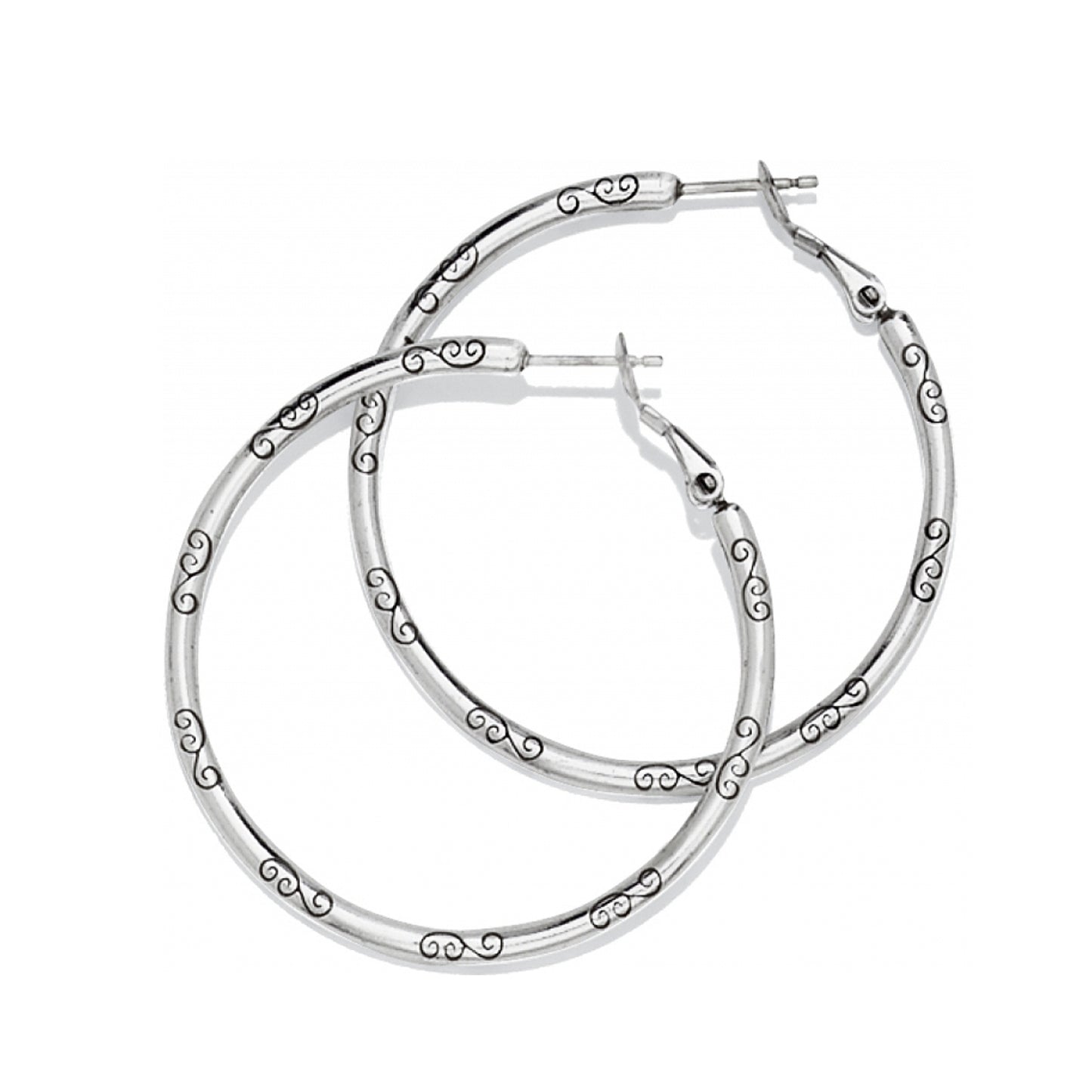 Large Hoop Charm Earrings - Silver