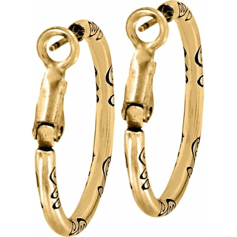 Small Charm Hoop Earrings - Gold