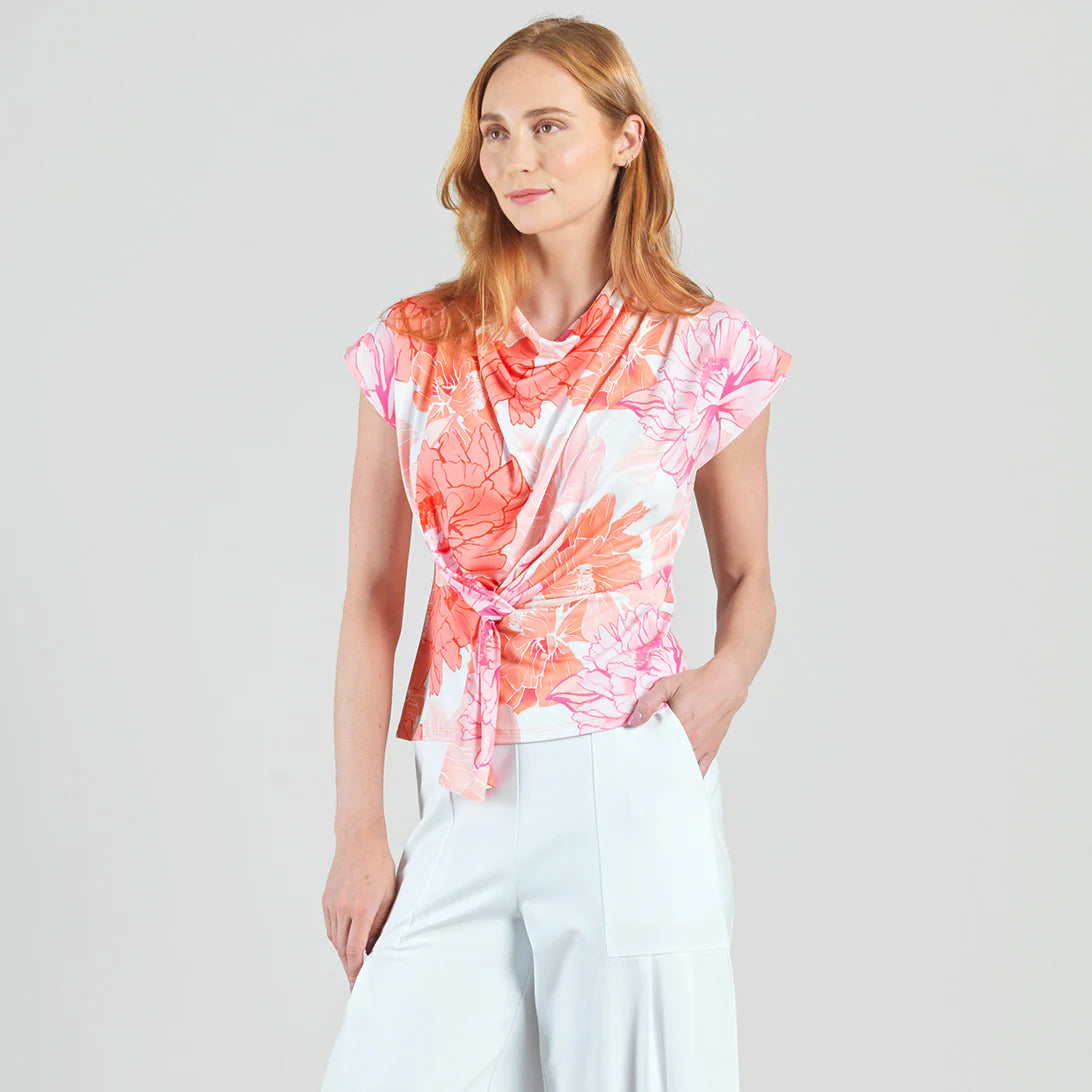 Floral Soft Knit Drap Neck Top