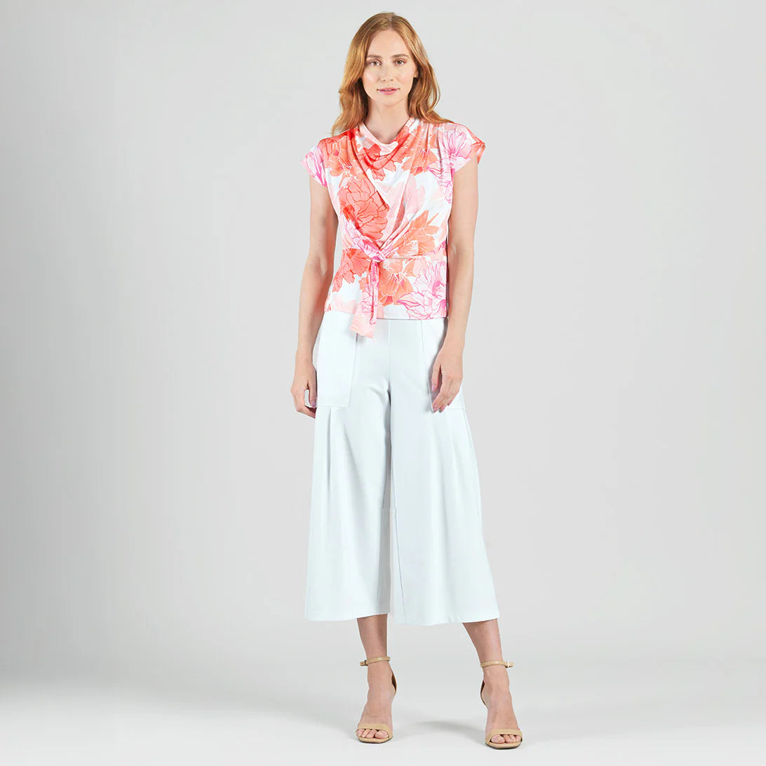 Floral Soft Knit Drap Neck Top