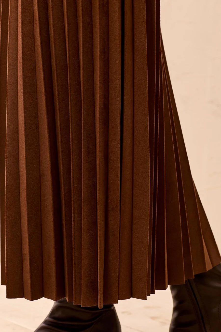 Pleated Stretch Faux Suede Skirt