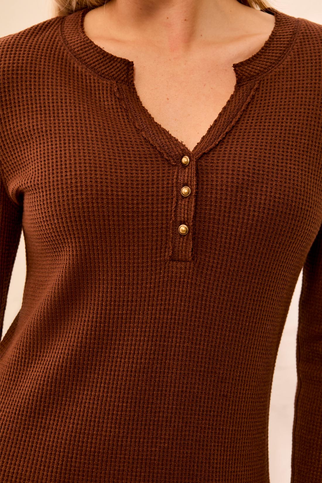 Brushed Waffle Knit Henley