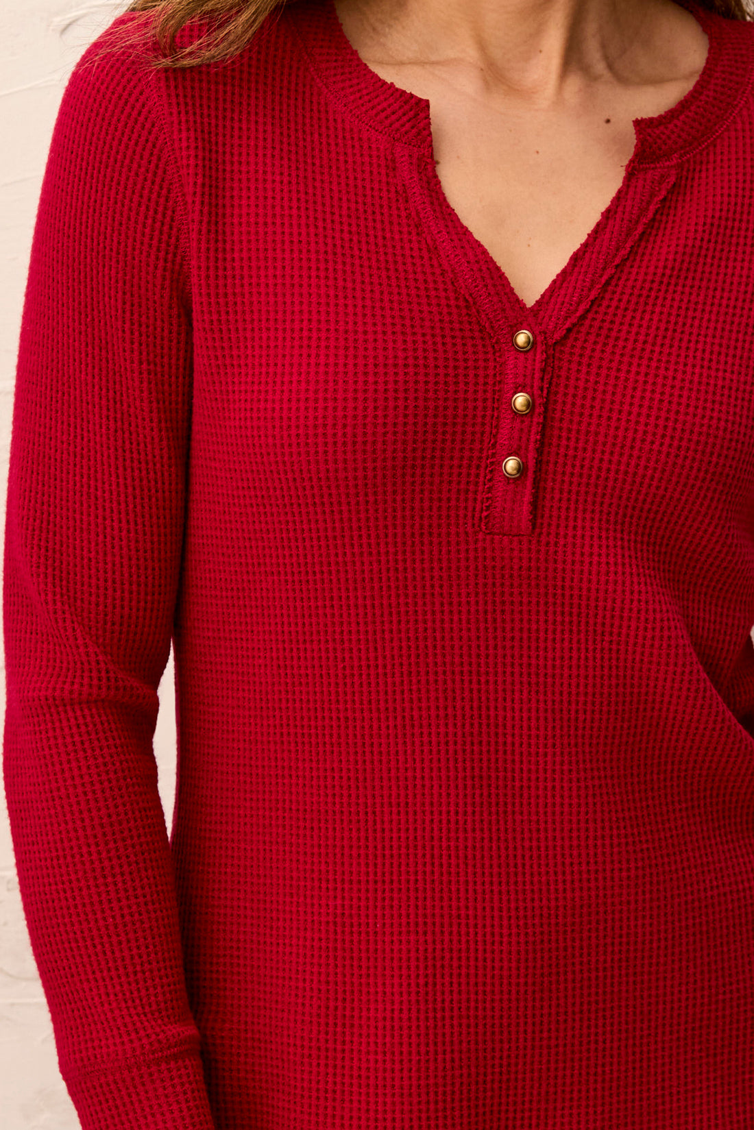 Brushed Waffle Knit Henley