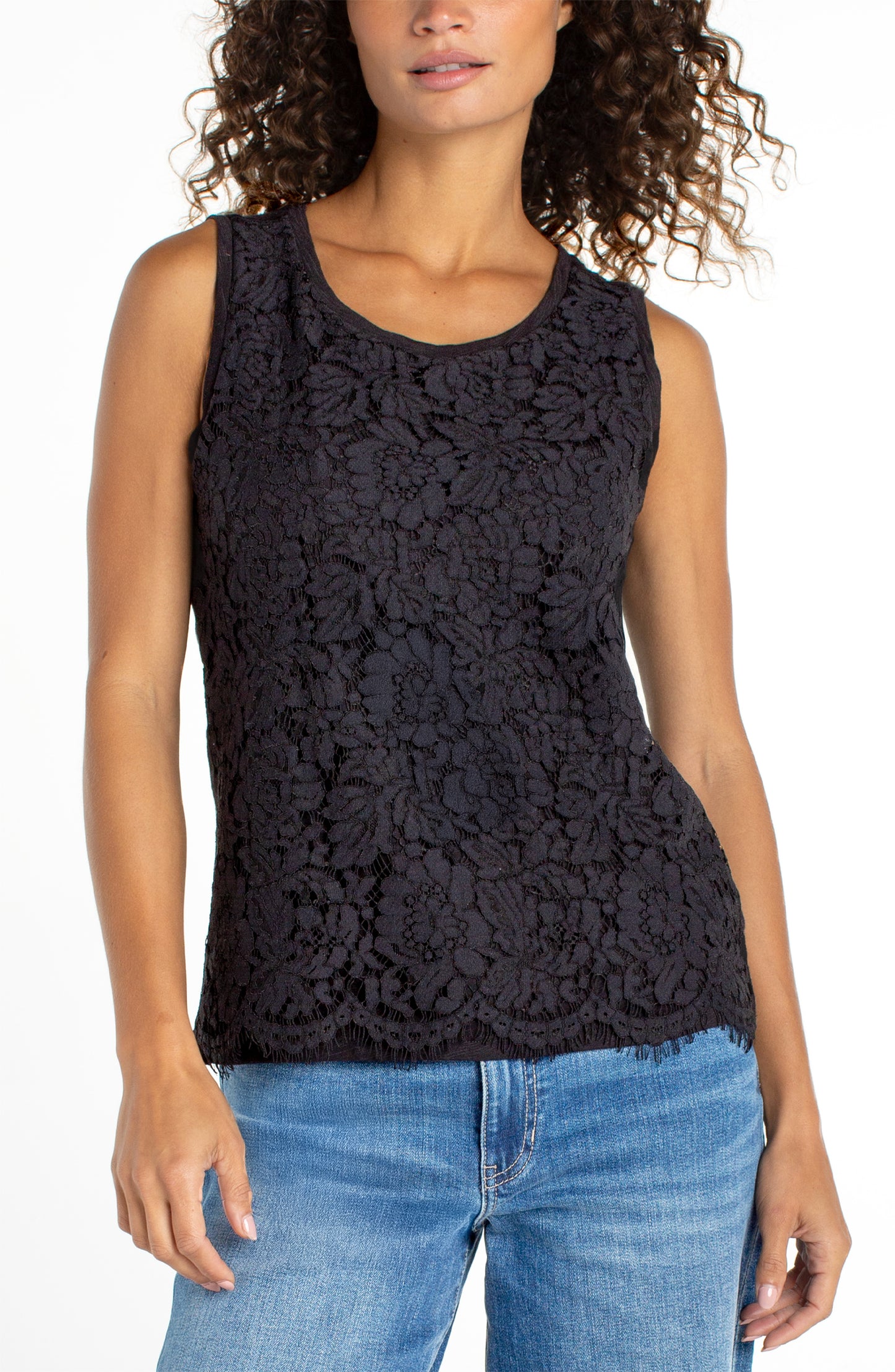 Sleeveless Lace-to-Knit Hybrid Top