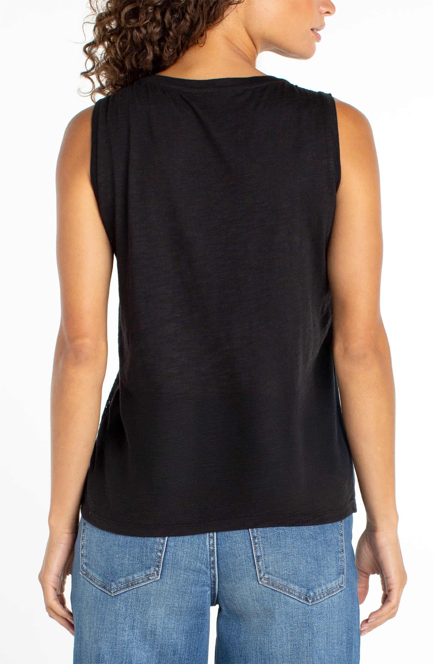 Sleeveless Lace-to-Knit Hybrid Top