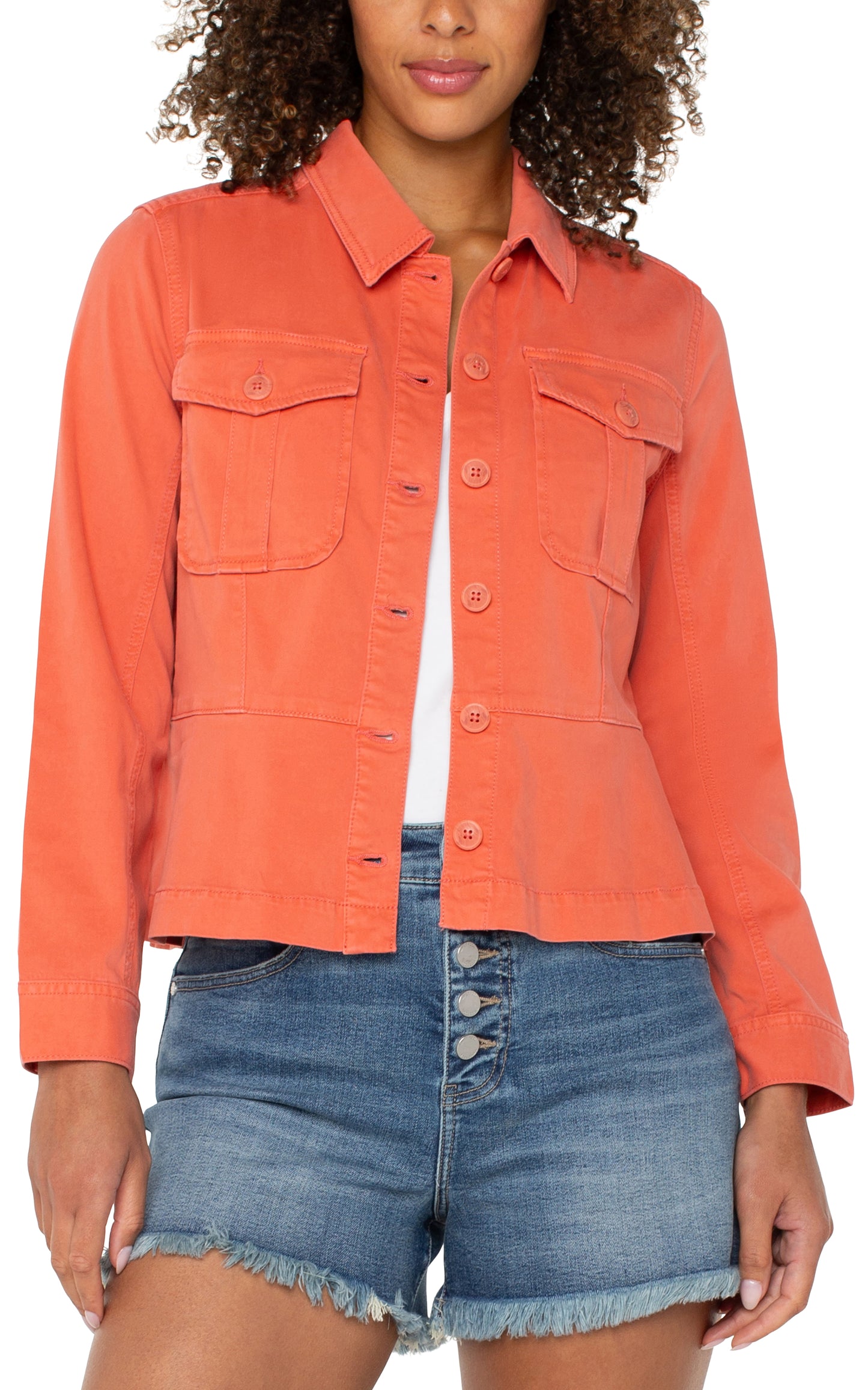 Peplum Hem Trucker Jacket