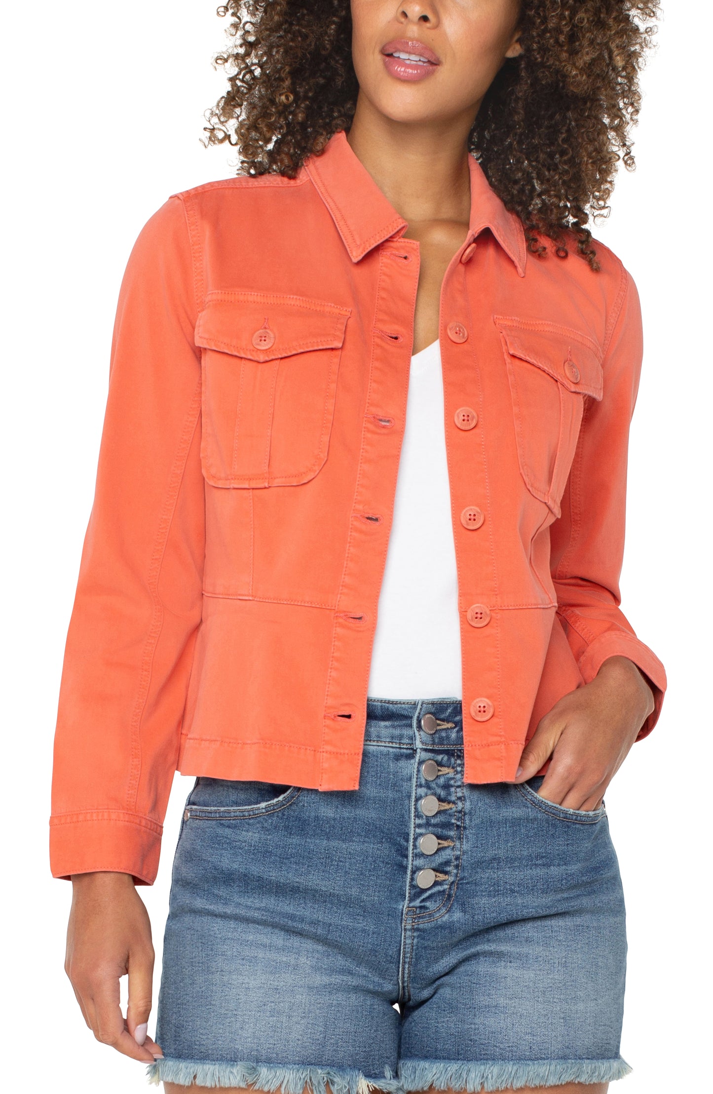 Peplum Hem Trucker Jacket