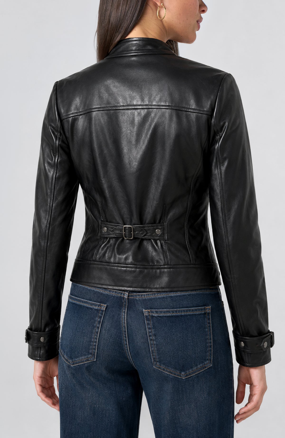 Zip Front Moto Jacket w/ Buckle