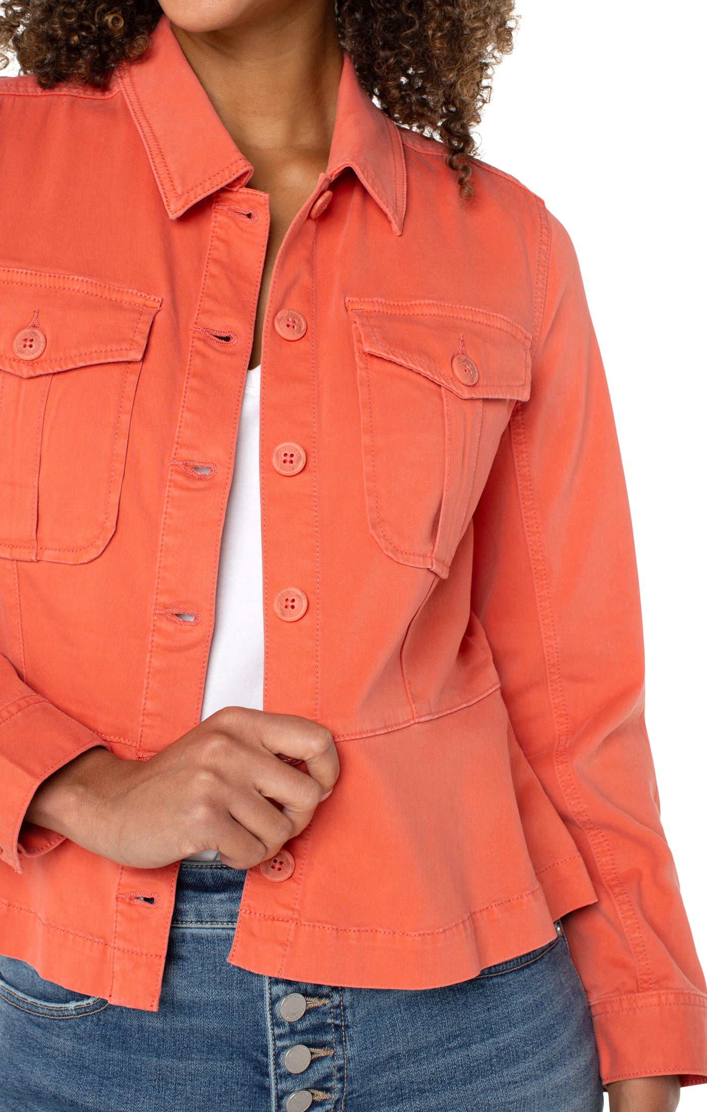 Peplum Hem Trucker Jacket