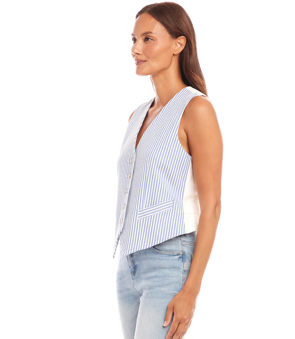 Stripe Button Up Vest