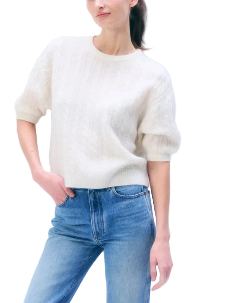 Cashmere Cable Short Sleeve Sweater