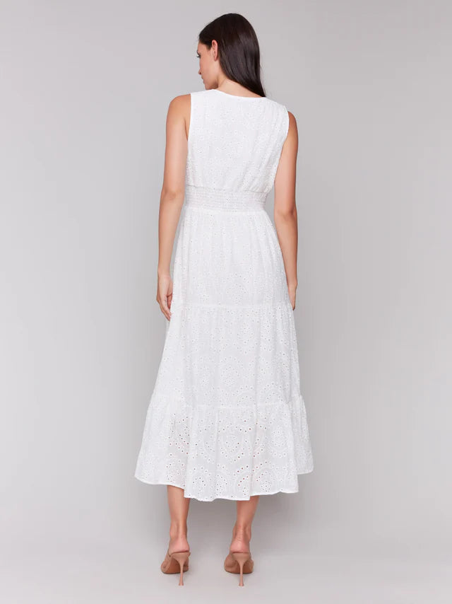 Long Sleeveless Eyelet Dress