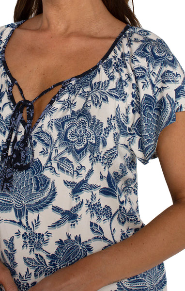 Woven Top With Front Tie Detail