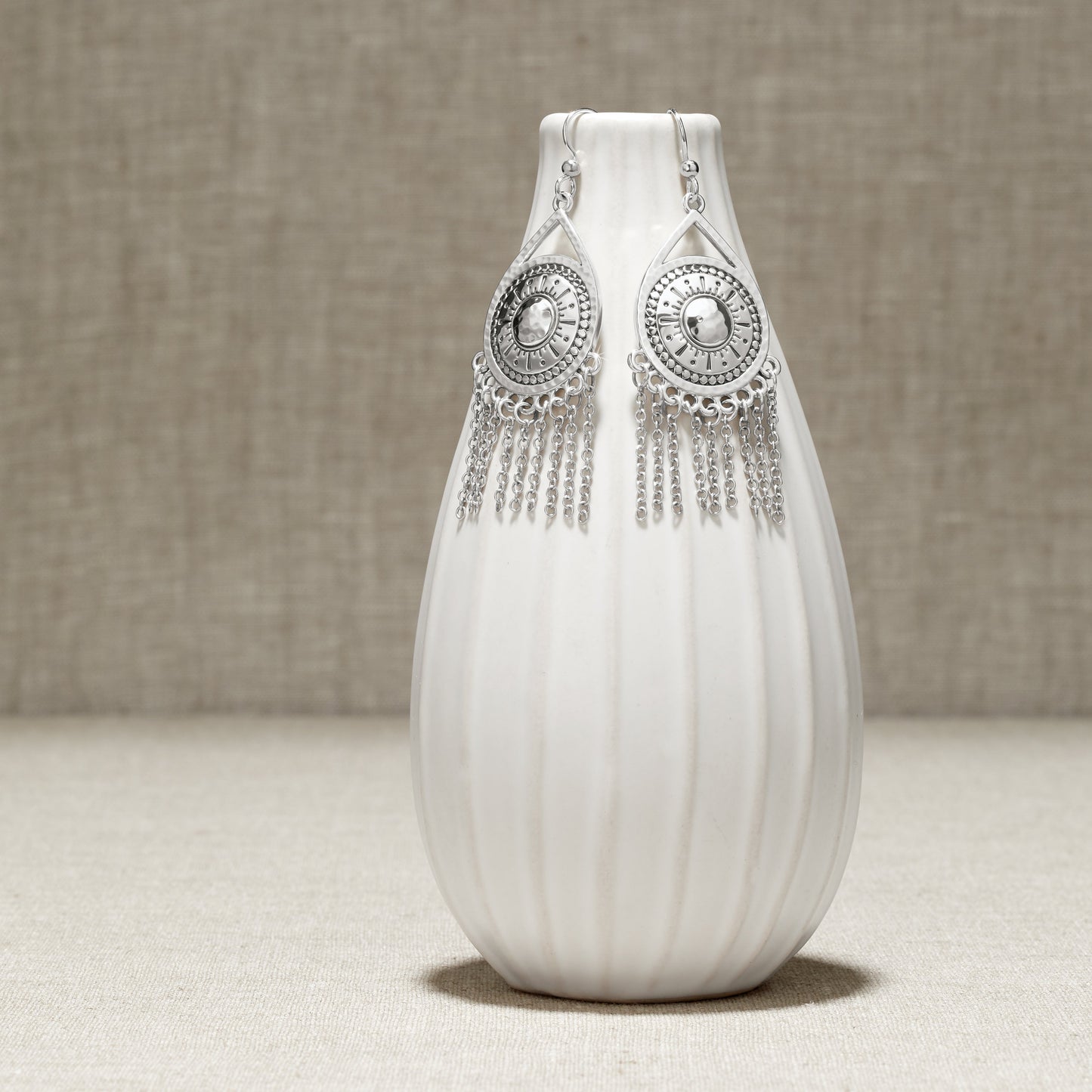 Marrakesh Neutral Fringe French Wire Earrings