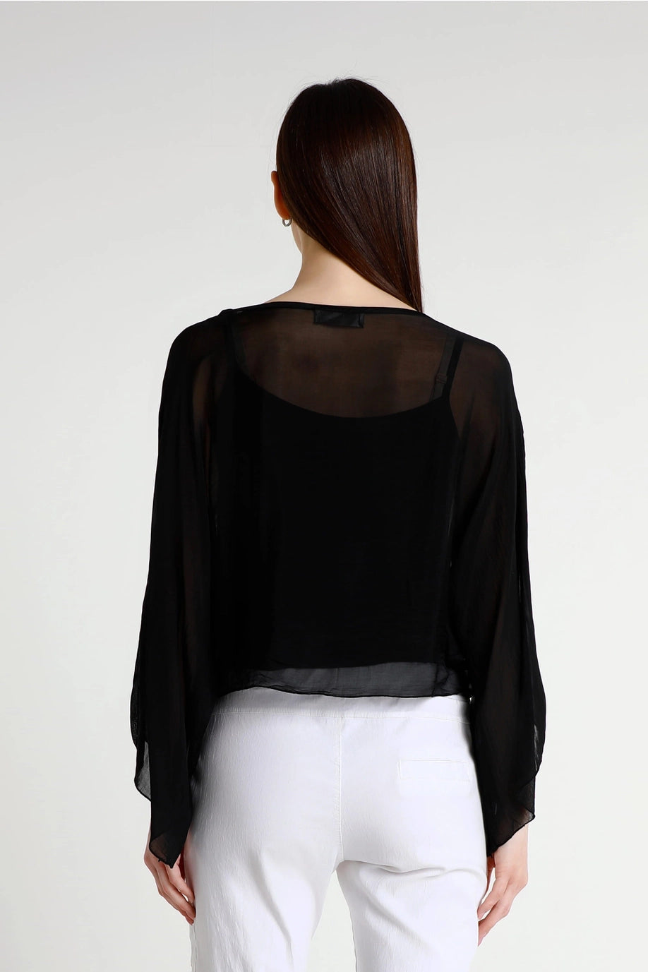 Sofita 3/4 Sleeve Cropped Silk Caftan