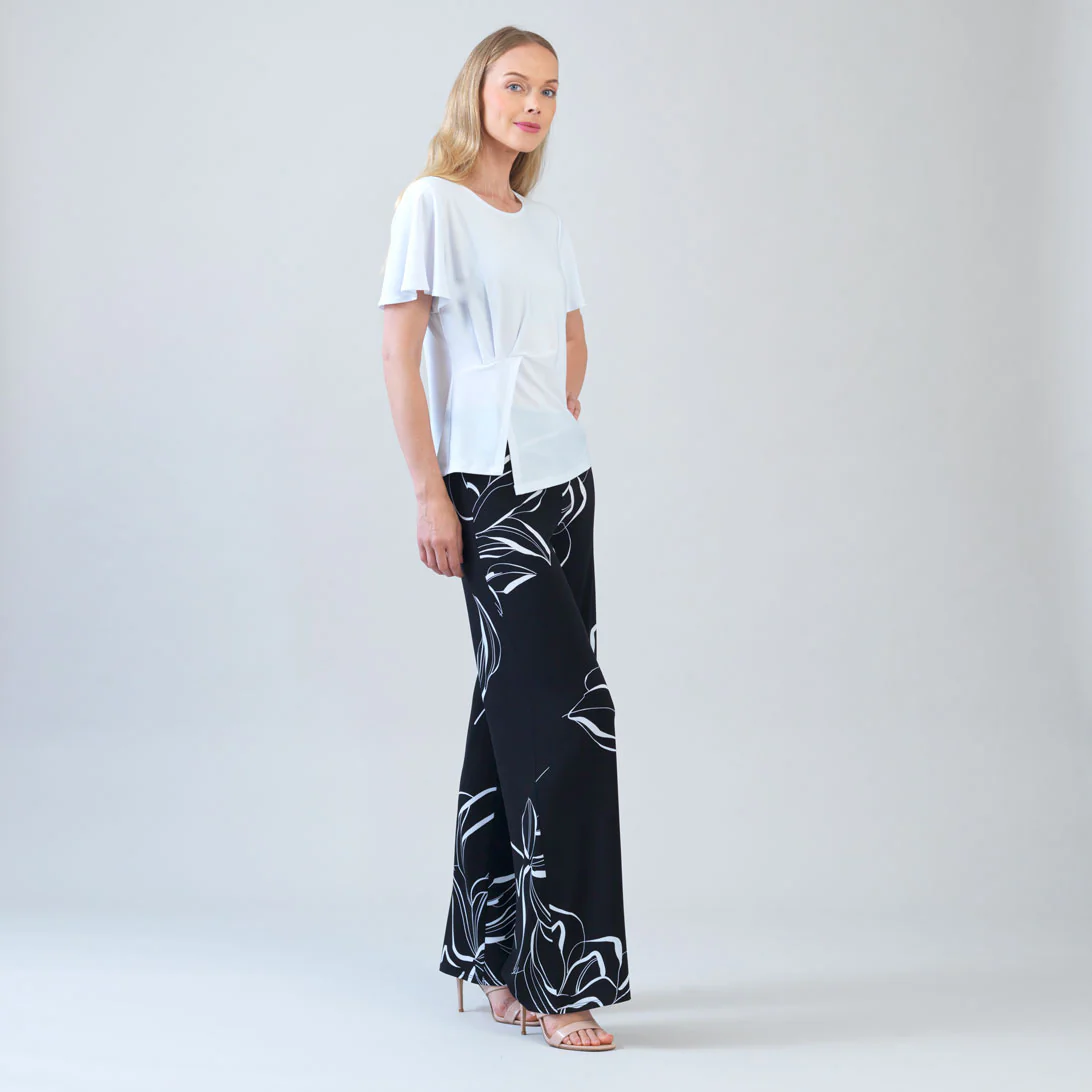 Flounce Sleeve Stitch Overlay Top