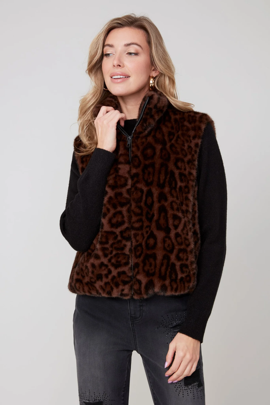 Animal Print Faux Fur Vest