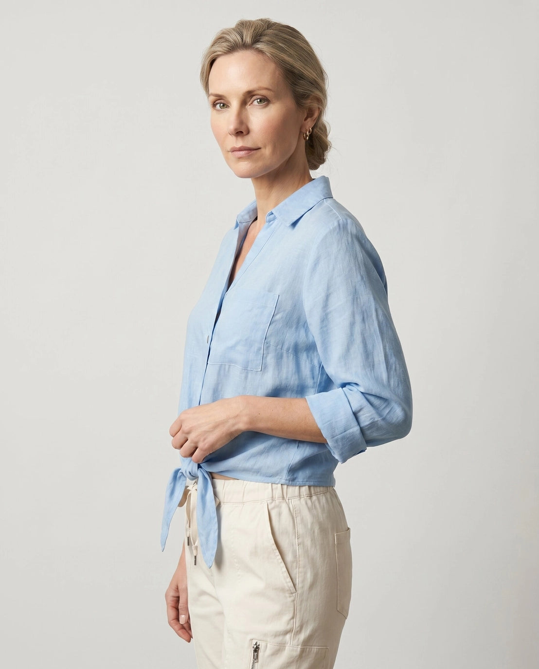 Alejandra Linen Tie Front Blouse