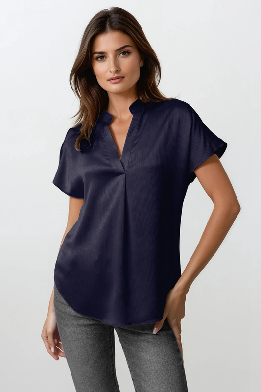 Drop Shoulder Crinkle Blouse