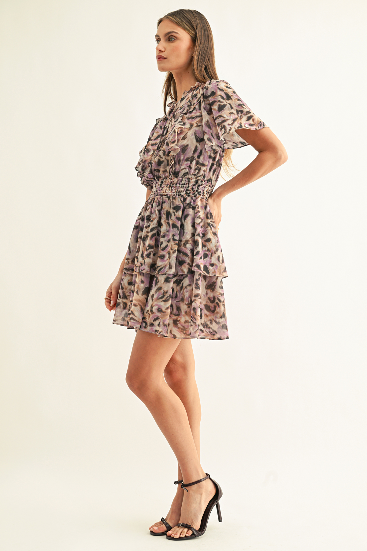 Lorena Flutter Sleeve Mini Dress