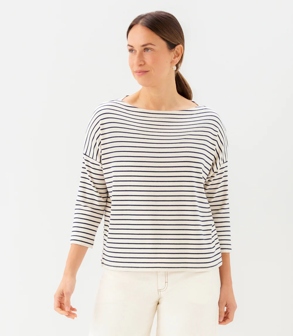 3/4 Sleeve Boatneck Top