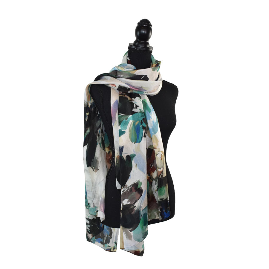 Torri Painterly Floral Silk Scarf