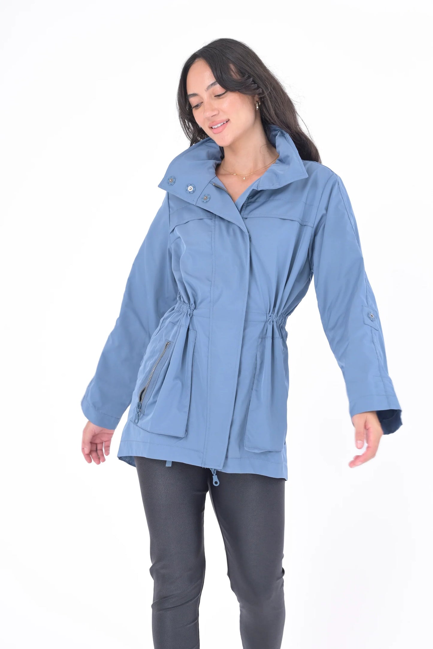 Crinkle Rain Jacket - Cadet Blue